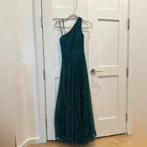 Aqua Emerald One-Shoulder Dress